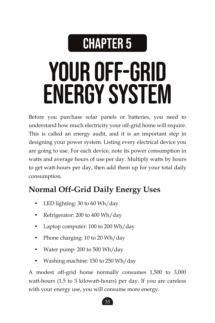 Interior page from the energy chapter of The Off-Grid Survival Manual